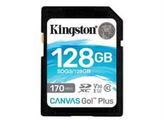 Kingston Canvas Go! Plus - Carte mémoire flash - 128 Go - Video Class V30 / UHS-I U3 / Class10 - SDXC UHS-I
