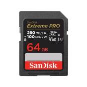 SanDisk 64Go Extreme PRO Carte Mémoire SD SDXC UHS-II C10 U3 V60 6K 4K UHD200/180Mb/s