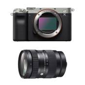 Sony appareil photo hybride alpha 7c silver + sigma 28-70mm f2.8 dg dn