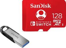 SanDisk Carte mémoire flash 128 Go UHS-I U3 microSDXC UHS-I pour Nintendo Switch + Clé USB 3.0 SanDisk Ultra Flair 128Go 150 Mb/s
