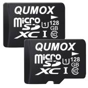 2pcs Micro SD SDXC 128Go classe 10 UHS-I Qumox 80Mo/s