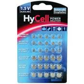 HyCell Jeu économique de 30 piles bouton alcalines/5 x pour chaque type R621, LR736, LR626, LR1130, 386A. LR1154/Idéal pour les clés de voiture, les a