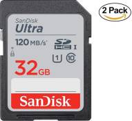 2pcs Carte Mémoire SDHC SanDisk Ultra 32 Go jusqu'à 120 Mo/s classe 10 UHS-I