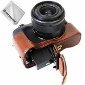 First2savvv PU cuir étui housse appareil photo numérique pour Canon EOS M6 + Chiffon de nettoyage XJD-EOSM6-D10