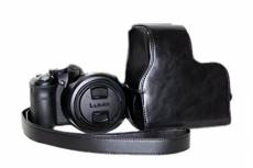 PU Cuir Sacoche Housse Sacs pour appareils Photo pour Leica V-LUX4 Panasonic DMC-FZ200 Noir