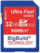 BigBuild Technology 32 Go SD SDHC Ultra Rapide Classe 10 Carte mémoire pour Nikon Coolpix S3700 Caméra