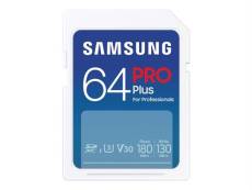 Samsung PRO Plus MB-SD64S - Carte mémoire flash - 64 Go - Video Class V30 / UHS-I U3 / Class10 - SDXC UHS-I - blanc