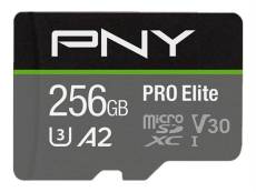 PNY PRO Elite - Carte mémoire flash - 256 Go - A2 / Video Class V30 / UHS-I U3 / Class10 - microSDXC UHS-I