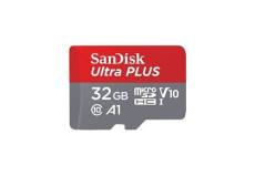 Carte Mémoire Sandisk ultra PLUS MicroSDHC 32Go 98Mo/seconde UHS-I avec adaptateur SD