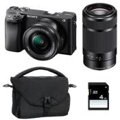Sony appareil photo hybride alpha 6400 noir + 16-50 + 55-210 + ft + sd