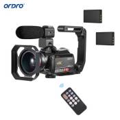 ORDRO AC5 4K WiFi Caméscope numérique Enregistreur DV 24MP 3.1 pouces IPS Écran tactile 12X Zoom optique Détection de visage Time-