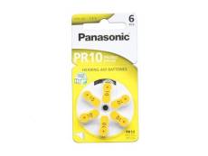 6 piles pour appareil auditif Panasonic Zinc-Air 0% PR10 Mercury/Hg- Jaune