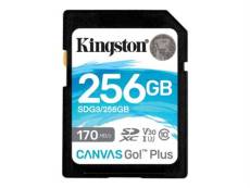 Kingston Canvas Go! Plus - Carte mémoire flash - 256 Go - Video Class V30 / UHS-I U3 / Class10 - SDXC UHS-I