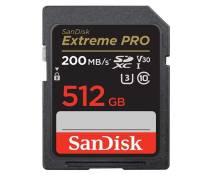 Carte mémoire SD Sandisk Extreme Pro 512Go 512g Carte SDXC 200Mo/S 140Mo/S UHS-I V30 avec lecture SD