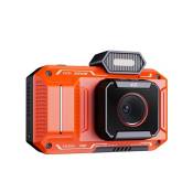 Appareil photo compact Preisku, Zoom 18x, Grand angle + macro + lumière d'appoint, pour Vlog-Orange