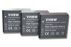 Vhbw 3x Li-Ion batterie 1100mAh (3.6V) pour appareil numérique camescope Samsung HMX-Q20, HMX-Q20BP, HMX-QF20, HMX-QF20BP, HMX-QF30WP, HMX-T10
