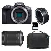 Canon appareil photo hybride eos r100 + rf-s 18-150mm f/3.5-6.3 is stm + sac + carte sd 8 go + bague ef-eos r