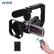ORDRO HDV-AZ50 Caméra vidéo numérique 3,1 pouces IPS tactile 4 pouces UHD 30FPS Portable avec zoom numérique, zoom numérique, camé