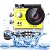 Caméra Sport 4 K Ultra HD 12 Mp LCD 2 Pouces Wifi 170 Degrés Étanche Jaune + SD 8Go YONIS