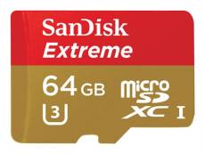 SanDisk Extreme - Carte mémoire flash (adaptateur microSDXC vers SD inclus(e)) - 64 Go - UHS Class 1 / Class10 - 300x - microSDXC UHS-I