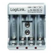 'LogiLink pa0168 Chargeur de batterie pour batteries "AA/AAA/9 V NI-MH/Ni-Cd Argent