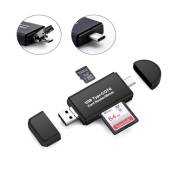 Lecteur de cartes SD / micro, adaptateur USB OTG Micro-USB type C et lecteur de carte mémoire USB 2.0 portable pour cartes SDXC, SDHC, SD, MMC, RS-MMC
