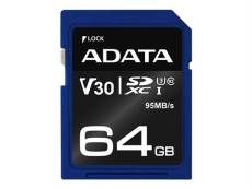ADATA Premier Pro - Carte mémoire flash - 64 Go - Video Class V30 / UHS-I U3 / Class10 - SDXC UHS-I