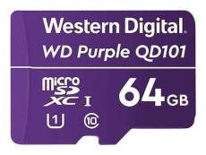 WD Purple SC QD101 WDD064G1P0C - Carte mémoire flash - 64 Go - UHS-I U1 / Class10 - microSDXC UHS-I - violet