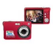 Appareil Photo Numérique Portable YONIS 18MP Zoom 8x + SD 16Go Rouge