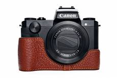 Case Camera Bag TP main Véritable cuir véritable demi Caméra pour Canon G5X Brown