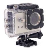 Mini Caméra Sport HD 1080P Étanche 30M Écran 1.5' Photos Vidéo Angle 140° Argent + SD 4Go YONIS