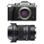 Fujifilm appareil photo hybride x-t5 silver + sigma 18-50