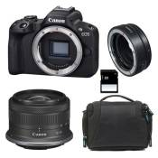 Canon appareil photo hybride eos r50 + rf-s 18-45mm f4.5-6.3 is stm + sac + carte sd 8 go + bague ef-eos r
