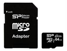 SILICON POWER Elite - Carte mémoire flash (adaptateur microSDXC vers SD inclus(e)) - 64 Go - Class 10 - microSDXC UHS-I