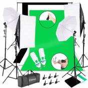 Kit de Photographie Wafenso Kit de Tente d'Éclairage Équipement Vidéo Photo, pour Photographie de Mariage de Portrait 85W-(86*30*26CM)-Blanc et Vert