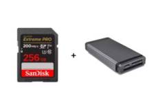 SanDisk Carte SD Extreme Pro V30 256Gb + Professional Pro-Reader Multicartes bundle