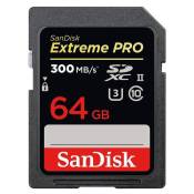 Carte Mémoire SD SanDisk Extreme PRO 64 Go UHS-II Classe 10 U3 SDHC jusqu'à 300Mo/s SDSDXPK-064G