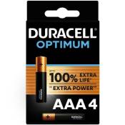 Pack de 4 piles alcalines Duracell Optimum AAA 1,5 V LR03 Noir