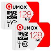 Lot de 2 pcs Qumox Carte Mémoire micro sd sdxc 128Go TF 128G 128GB classe 10 80Mo/s pour Samsung Huawei Xiaomi portable tablette