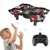Mini Drône UFO à double mode télécommandé à induction pour Enfants-Rouge