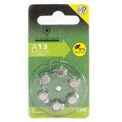 Lot de 6 Piles bouton Zinc Air Type 13 pour appareils auditifs type A13/13 compatibles PR48 1,45V - Visiodirect -