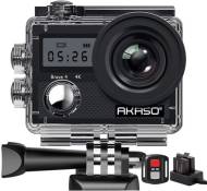 Caméra d'action 4K AKASO 20 MP - Avec stabilisation d'image - Zoom accéléré - 30 m - Avec télécommande - 2 batteries et kit d'accessoires