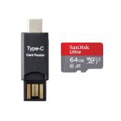 Sandisk ultra Micro SD SDXC 64Go 64GB 64g TF carte 140MB/S Classe 10 U1 A1 Adaptateur SD et lecteur MICRO SDXC TYPC C inclus