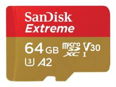SanDisk Extreme - Carte mémoire flash - 64 Go - A2 / Video Class V30 / UHS-I U3 / Class10 - microSDXC UHS-I