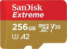 Carte Mémoire Micro SDXC SanDisk Extreme 256 Go Adaptateur SD A2 190 Mo/s 130 Mo/s Classe 10 U3 V30 V2022