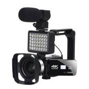 Caméscope KOMERY F4 4K Ultra HD pare-soleil microphone objectif grand angle éclairage d'appoint - Noir