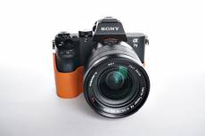 Case Camera Bag TP main Véritable cuir véritable demi Caméra Pour Sony A7 II A7R M2 A7S Mark II d'Orange
