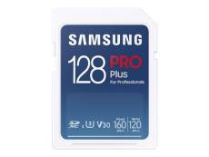 Samsung PRO Plus MB-SD128K - Carte mémoire flash - 128 Go - Video Class V30 / UHS-I U3 - SDXC UHS-I - blanc