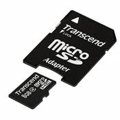 Transcend 8 Go Carte mémoire microSDHC Classe 4 avec adaptateur TS8GUSDHC4