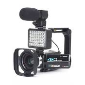 Caméscope AF2 4K Ultra HD Avec objectif grand angle microphone éclairage auxiliaire Noir